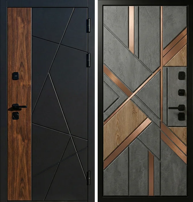 Стальная дверь графит с бетонной МДФ-панелью №236