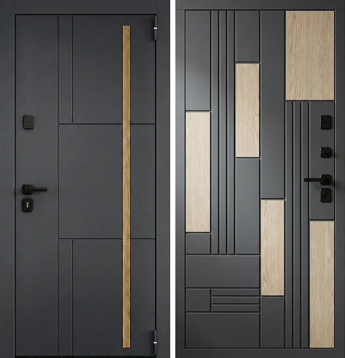 Железная дверь графит со светлыми вставками в стиле лофт №244