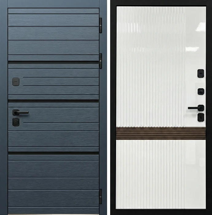 Стальная серая дверь с белой МДФ-панелью №335