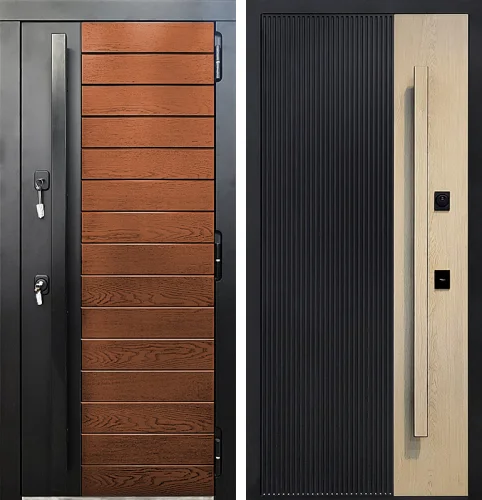 Входная дверь холод тепло с ручкой-рейлингом №67 размером 960x2050 мм