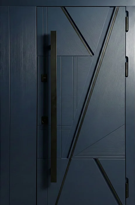 Входная дверь индиго с диагональным рельефом для квартиры №79