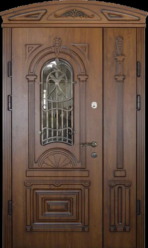 Парадная дверь со стеклом и ковкой №11 с замками CISA