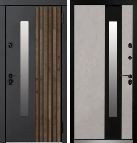 Железная дверь со стеклом уличная 1100 мм №3