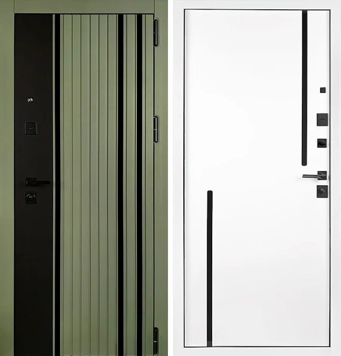 Зелёная морозостойкая входная дверь в частный дом №137