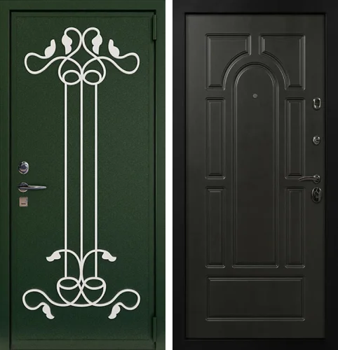 Дверь входная темно зеленая №18