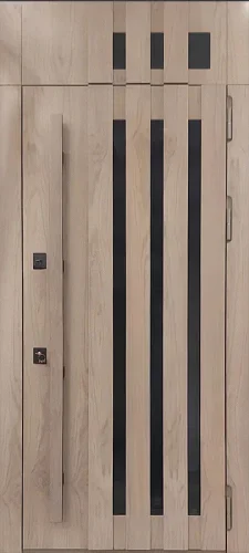 Входная дверь в дом с фрамугой и бугельной ручкой №37