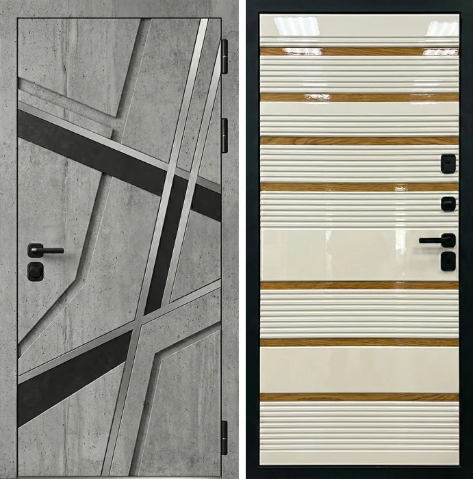 Стальная дверь бетонная с глянцевой внутренней панелью №285