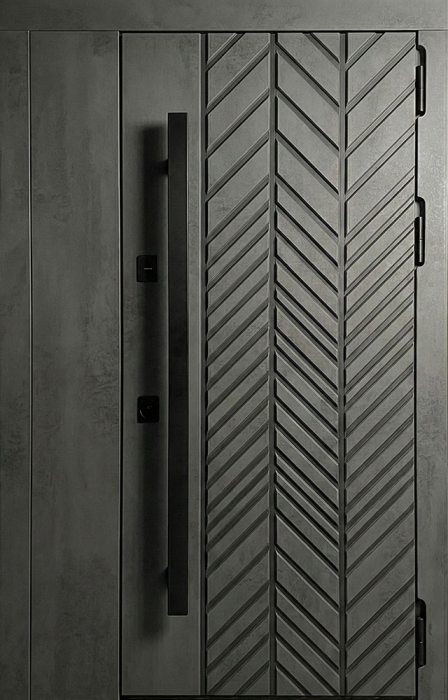 Железная входная дверь графит с фрезеровкой ёлочка №72