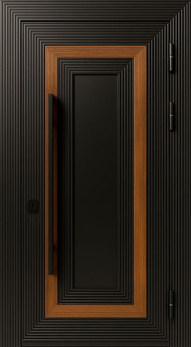 Рифлёная входная дверь с глубоким рельефом №64