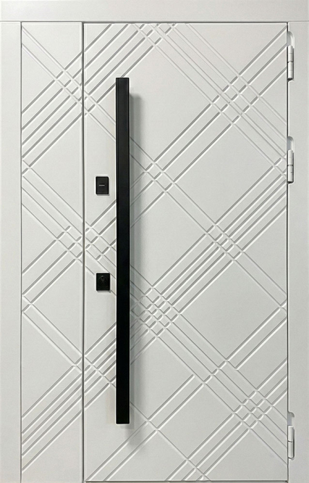 Входная дверь белая с ромбовой фрезеровкой для квартиры №94