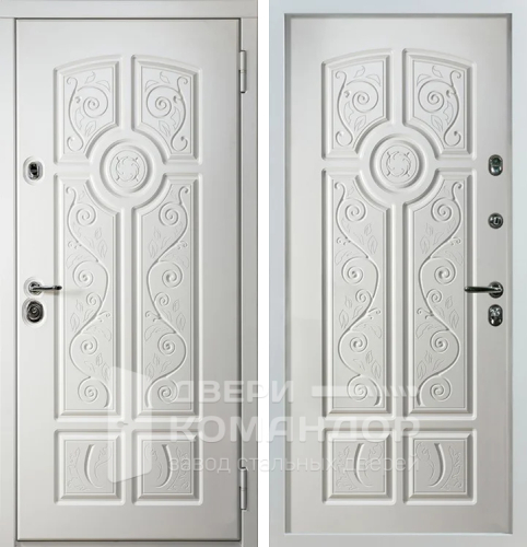 Дверь уличная белая №35 размером 860x2050 мм