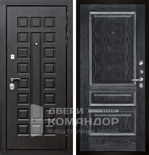 Черная дверь МДФ с патиной №18 размером 960x2050 мм