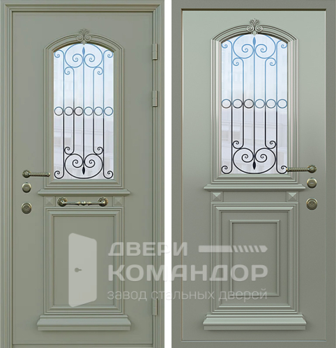 Металлическая дверь со стеклом уличная №20 с замками KALE