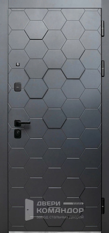 Уличная металлическая дверь с зеркалом и терморазрывом для дома №100 - наружная сторона