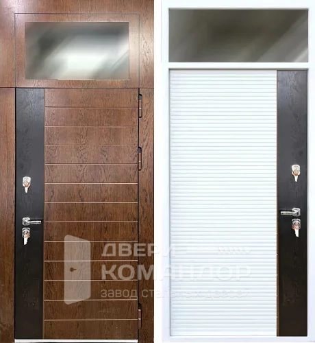 Металлическая дверь с верхней фрамугой №15