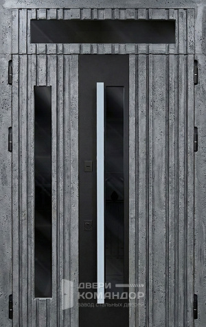 Входная дверь под бетон с узкими стеклянными вставками №115 - наружная сторона