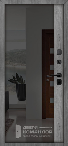 Серая железная дверь в квартиру с зеркалом №30 - внутренняя сторона