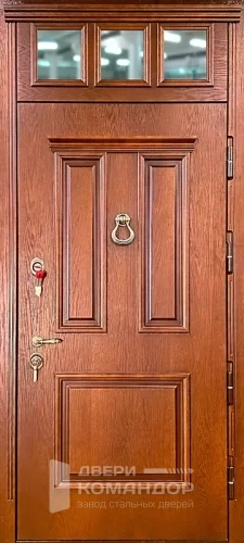 Стальная дверь со стеклянной верхней вставкой №75