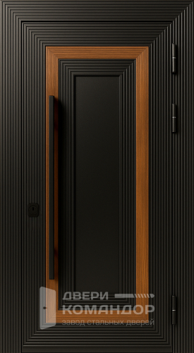 Рифлёная входная дверь с глубоким рельефом №64