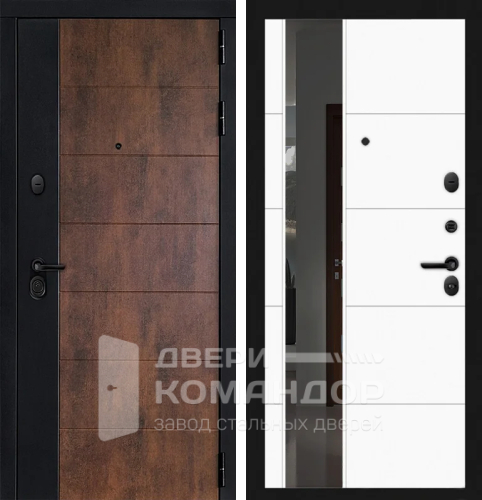 Дверь уличная с терморазрывом и зеркалом №82 с замками CISA