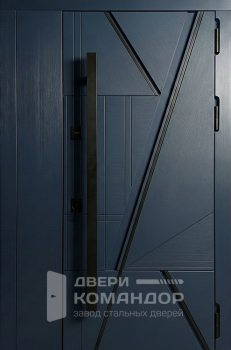 Входная дверь индиго с диагональным рельефом для квартиры №79