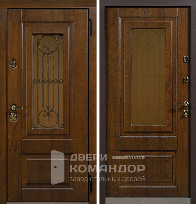 Входная дверь с терморазрывом со стеклом №9 размером 860x2050 мм