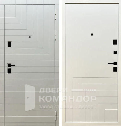 Белая входная дверь в пленке ПВХ №19