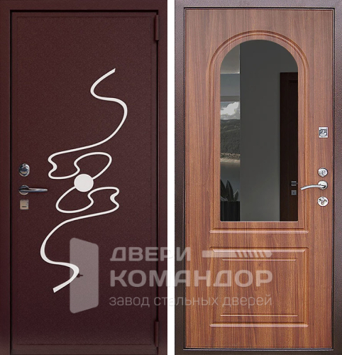 Коричневая входная дверь с зеркалом №17