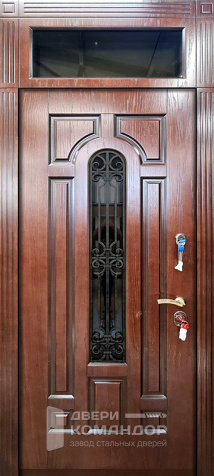 Металлическая дверь с фрамугой и стеклом №18 - внутренняя сторона