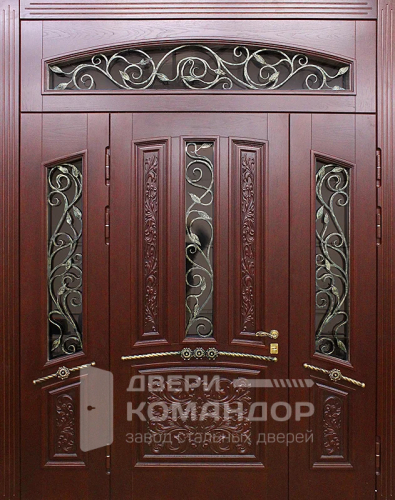 Дверь металлическая с окном и решеткой №60