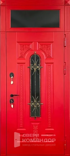 Красная дверь со вставкой сверху + ковка №59