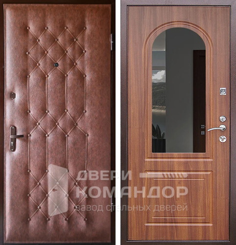 Железная дверь с зеркалом №3 размером 900x2000 мм