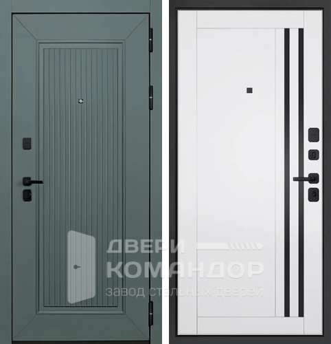 Зелёная входная дверь сканди №6