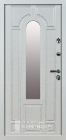 Белая металлическая входная дверь со стеклом №11 - внутренняя сторона