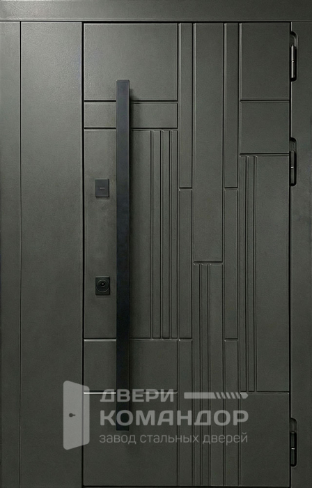 Стальная дверь антрацит с графичным рельефом и прямыми линиями №77